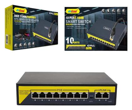 Q-jh07 Διακόπτης Poe Δικτύου 10 Θύρες 100μ 100mbps - 10 Port Smart Switch Poe Network Cable Powered Andowl
