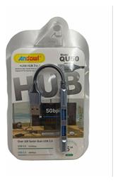 QU50 USB 3.0 Hub 2 Θυρών με σύνδεση USB-A Ασημί Andowl