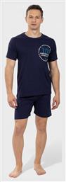 Ανδρική Πιτζάμα 100% Βαμβάκι Κυκλικό Logo “lounge 102” Μπλέ Ncm740-25-1-μπλε Nina Club