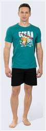 Ανδρική Πιτζάμα Ocean Boys 100% Βαμβάκι Πράσινη Ncm739-25-1-πράσινο Nina Club