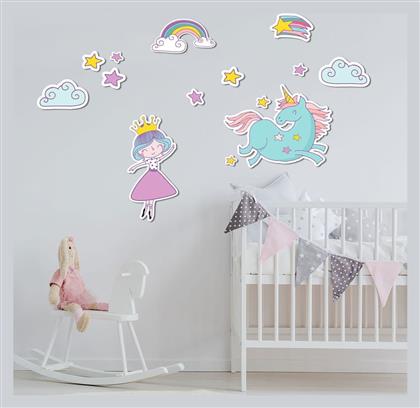 Παιδικό Διακοσμητικό Αυτοκόλλητο Τοίχου Unicorns Princess Ango