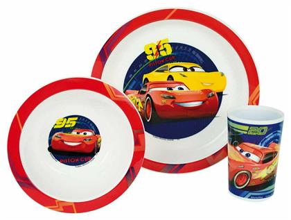 Σετ Φαγητού ''Cars'' από Πλαστικό Κόκκινο 3τμχ για 6+ μηνών Ango