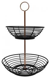 Φρουτιέρα Μεταλλική 2 Επιπέδων Μαύρη 28.5x28.5x42εκ. Ankor