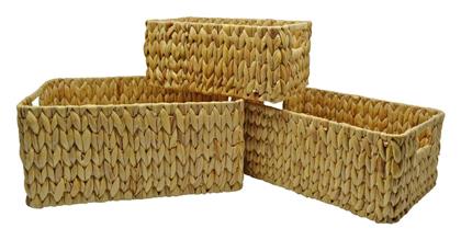 Καλάθι Αποθήκευσης Ψάθινο Καφέ 35x25x16cm 3τμχ Ankor