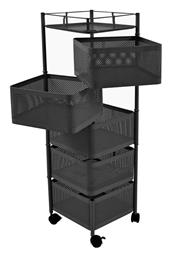 Τρόλεϊ Κουζίνας Μεταλλικό Μαύρο 5 Θέσεων 28x28x91cm Ankor