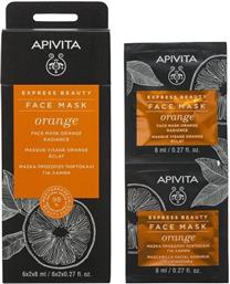Apivita Express Beauty Orange Μάσκα Προσώπου για Λάμψη 2τμχ 8ml