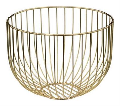 Φρουτιέρα Μεταλλική Χρυσή 22x22x16.8εκ. Aria Trade