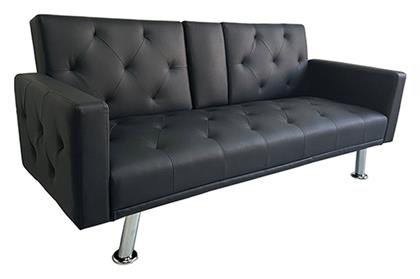 Arms Τριθέσιος Καναπές Κρεβάτι από Δερματίνη 188x88x79εκ. Black Pu - Zita Plus