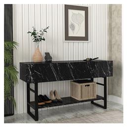 Aron Κονσόλα από Ξύλο & Μέταλλο Μαύρο Εφέ Μαρμάρου Μ138.8xΠ41xΥ75.7εκ. Megapap