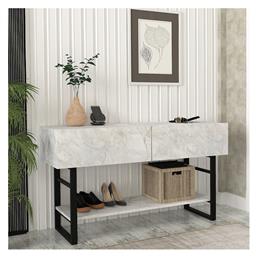 Aron Κονσόλα Μεταλλική με Μαρμάρινη Επιφάνεια Λευκό Εφέ Μαρμάρου Μ138.8xΠ41xΥ75.7εκ. Megapap