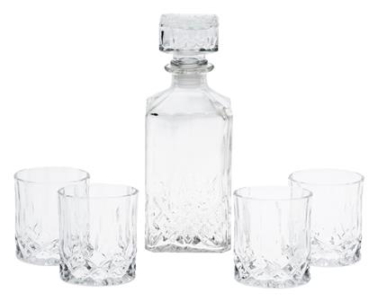 Γυάλινη Καράφα Σερβιρίσματος Ουίσκι με Πώμα και Ποτήρια Διάφανη 900ml 5τμχ ArteLibre