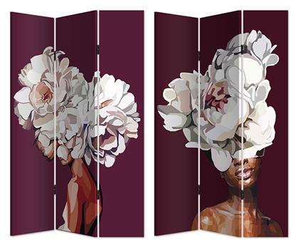 ''Γυναίκα με Λουλούδια'' Διακοσμητικό Παραβάν από Καμβά με 3 Φύλλα 2 Όψεων 120x180cm ArteLibre