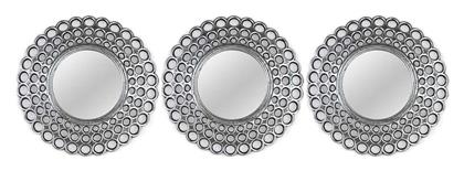 Καθρέπτης Τοίχου με Ασημί Πλαστικό Πλαίσιο Διαμέτρου 25.4cm 3τμχ ArteLibre