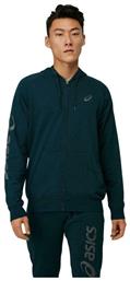 ASICS Ανδρικό Φούτερ με Κουκούλα και Τσέπες Fleece Πετρόλ - Asics