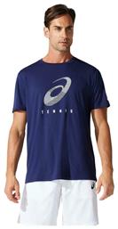 ASICS Court M Spiral Αθλητικό Ανδρικό T-shirt Navy Μπλε με Λογότυπο - Asics