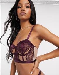 ASOS DESIGN Alika longline underwire bra with underboob cut out & lace-Red από το Asos