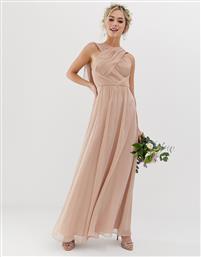 ASOS DESIGN Bridesmaid cross front soft drape maxi dress-Neutral από το Asos
