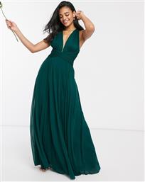 ASOS DESIGN Bridesmaid ruched bodice drape maxi dress with wrap waist-Green από το Asos