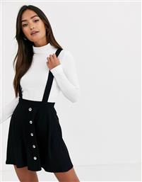 ASOS DESIGN button front mini pinafore skirt in black από το Asos