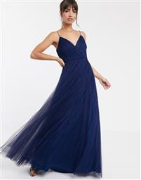 ASOS DESIGN cami pleated tulle maxi dress-Navy από το Asos