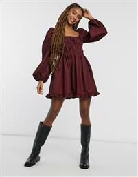 ASOS DESIGN cotton gathered bust mini skater dress in red από το Asos