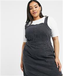 ASOS DESIGN Curve soft denim pinafore in washed black από το Asos