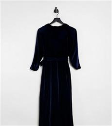ASOS DESIGN Curve velvet wrap midi dress in navy από το Asos