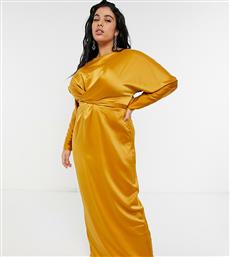 ASOS DESIGN Curve wrap waist batwing sleeve maxi-Yellow από το Asos