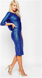 ASOS DESIGN embellished cowl bodycon midi dress-Blue,ASOS DESIGN embellished cowl bodycon midi dress-Orange από το Asos