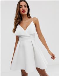 ASOS DESIGN fold front scuba mini skater dress-White από το Asos