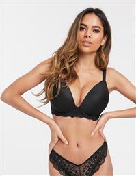 ASOS DESIGN Fuller Bust padded plunge t-shirt bra with underwire-Black από το Asos