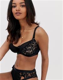 ASOS DESIGN Fuller Bust spot and lace strappy underwire bra-Black από το Asos