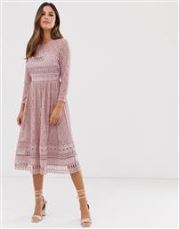 ASOS DESIGN lace midi skater dress in mink-Pink από το Asos