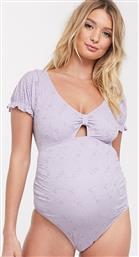 ASOS DESIGN maternity broderie swimsuit in lilac-Purple από το Asos