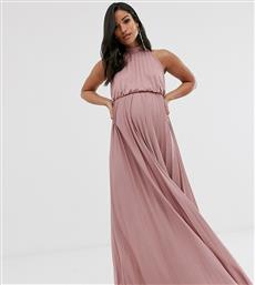 ASOS DESIGN Maternity halter Pleated Waisted Maxi Dress in rose-Pink από το Asos