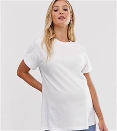 ASOS DESIGN Maternity oversized boyfriend t-shirt with roll sleeve in white από το Asos