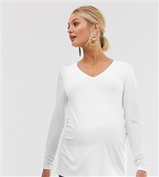 ASOS DESIGN Maternity v neck long sleeve t-shirt in white από το Asos