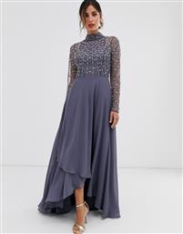 ASOS DESIGN maxi dress with linear embellished bodice and wrap skirt-Blue από το Asos