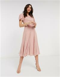ASOS DESIGN midi dress with lace panels and blouson bodice-Pink από το Asos