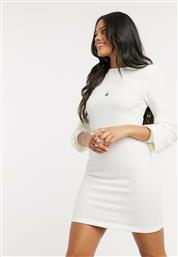 ASOS DESIGN mini dress in super soft with padded shoulders in ivory-White από το Asos