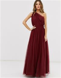ASOS DESIGN one shoulder tulle maxi dress in oxblood-Red από το Asos