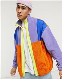 ASOS DESIGN oversized mixed fabrication polar fleece track jacket in super bright colours-Multi από το Asos