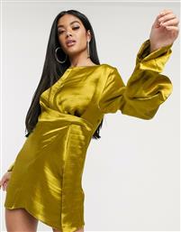 ASOS DESIGN oversized satin shift dress with sleeve detail-Green από το Asos