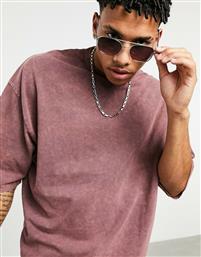 ASOS DESIGN oversized t-shirt with half sleeve in heavyweight brown acid wash από το Asos