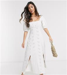 ASOS DESIGN Petite square neck broderie prairie maxi dress in white από το Asos