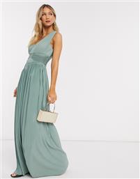 ASOS DESIGN Premium one shoulder pleated panel maxi dress in spearmint-Green από το Asos