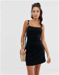 ASOS DESIGN square neck rib mini sundress in black από το Asos