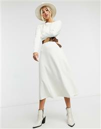 ASOS DESIGN super soft midi swing dress with long sleeve in winter white από το Asos