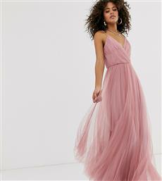 ASOS DESIGN Tall cami pleated tulle maxi dress in rose-Pink από το Asos