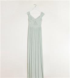 ASOS DESIGN Tall premium lace and pleat bardot maxi dress in sage-Neutral από το Asos